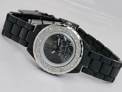 NEW ED HARDY 1117-BK ROYALE BLACK DIAL STEEL WOMENS WATCH CRYSTALS - Image 1 of 4