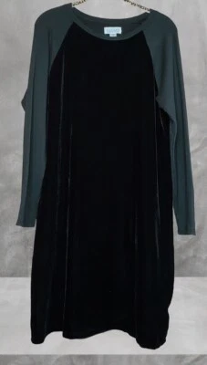 БАРХАТ от Graham Spencer мягкий реглан рубашка платье черный бархат размер средний США - Изображение 1 из 4
