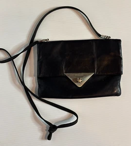 Renato Angi Firenze Italy Black Italian Leather Clutch Envelope Flap Lock Purse - Picture 1 of 8