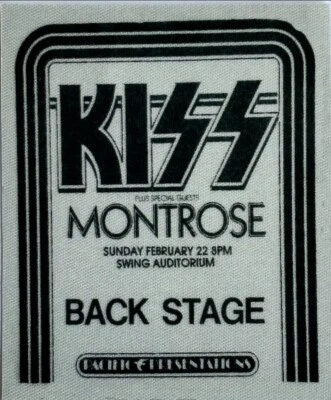Kiss & Montrose 2/22/76 Swing Auditorium Backstage Pass - Image 1 of 2