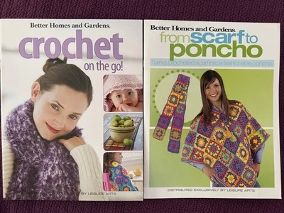 Lote de 2 libros BHG Crochet On The Go & From Scarf To Poncho Foto 1 de 4
