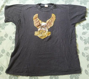 Orig. Vintage Harley Davidson T-Shirt L EAGLE, BOB'S HARLEY DAVIDSON, HARVARD,IL - Picture 1 of 5