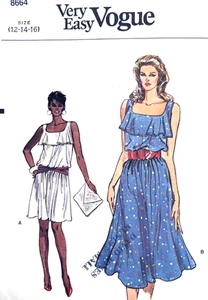 VERY EASY Vogue Pattern 8664 Misses Flared Pullover Sleeveless Dress Sz 12 14 16 - Picture 1 of 2