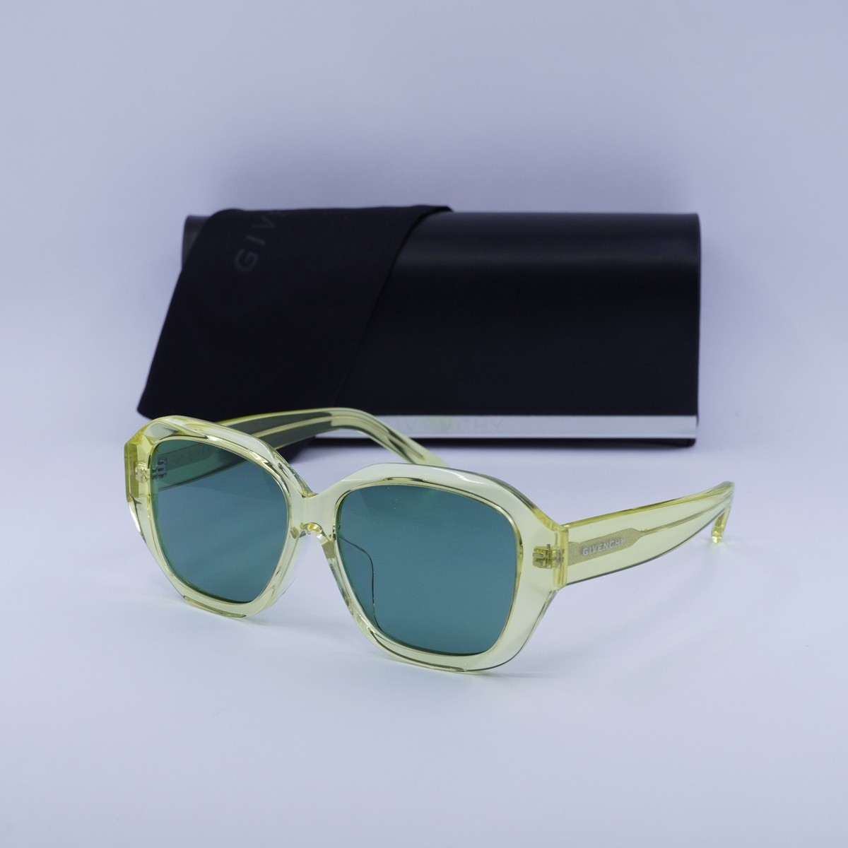 Final Price! Givenchy GV40075F 39N Yellow/Green Sunglasses Givenchy 4G Liquid Metal and Nylon Rectangle Sunglasses  main image 4