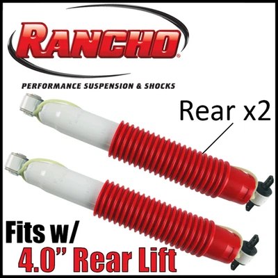 Par de amortiguadores traseros Rancho RS5000X 1992-1999 Chevy Tahoe/GMC Yukon 4x4 con elevación de 4" Foto 1 de 3