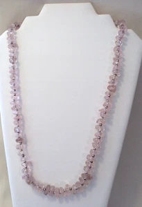 VINTAGE 26" CAROL DAUPLAISE ROSA QUARZ? RHODIUM? HALSKETTE #VA - Bild 1 von 7