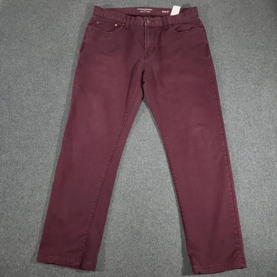 Calça jeans masculina Banana Republic Travel 34x28 vinho amora vermelha slim fit elástica - Imagem 1 de 2