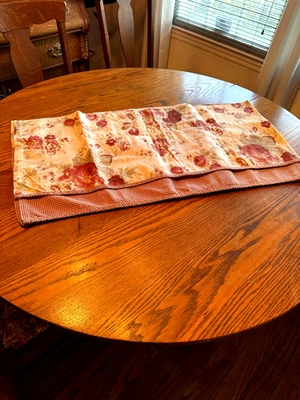 Waverly NORFOLK ROSE Valance Panel Garden Room Floral Red Gingham French Cottage - Image 1 of 4