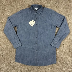 Camisa Deportiva Peter Millar Tamworth Chambray Para Hombre Talla Mediana Azul Abotonada NUEVA - Imagen 1 de 15