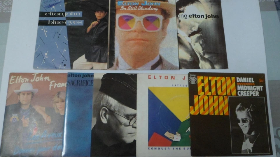 Lot collection de 7 disques vinyles 45T de Elton John 45 tours - Duo France Gall - Photo 1/4