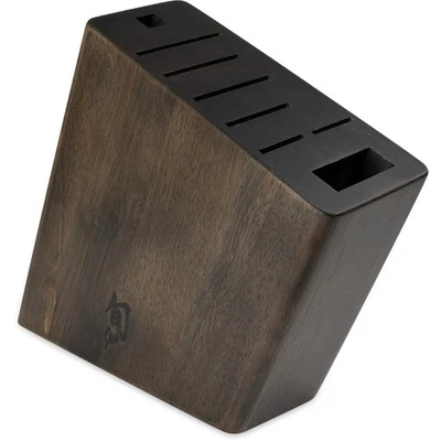 Angled Knife Block, 8 Slot Wooden Knife Holder, Made from Genuine Dark-Staine... - Image 1 of 2