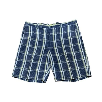 Tommy Bahama Shorts Men's Size 42 Blue Yellow Plaid Linen Silk Casual Flat Front - Image 1 of 4
