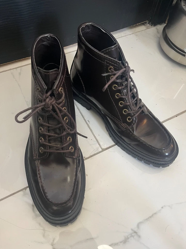 Botines Express Hombre Talla 9 Cuero Marrón con Cordones Foto 1 de 4