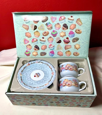 Paul Cardew 8 oz Cups and Saucers Cupcakes and Cookies •2• New Old Stock - Image 1 of 4