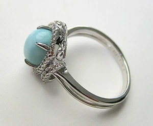 Design Larimar Ring mit Natur Topase Größe 57 Ø 18,1 mm 925 Silber rhodiniert - Bild 1 von 11