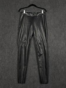 Wolford Estella UK 14 US 12 Faux Vegan Leather Leggings Black Mid Rise - Picture 1 of 12