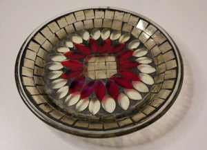 MOSAIC PILLAR CANDLE HOLDER /DISH 5 3/4" ART GLASS/MIRROR(CB-20-M-1) - Bild 1 von 6