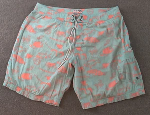 J Crew Flex Swimwear Lined Board Shorts Mens 34x8 Coral Reef Fishes Drawstring - Picture 1 of 9