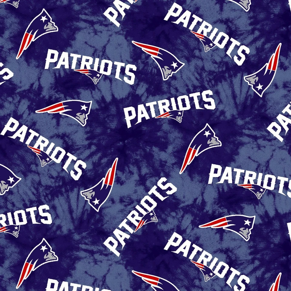 BTY NFL New England Patriots Logo Tie Dye Cotton Flannel Fabric By Yard 14868 - Image 1 of 1