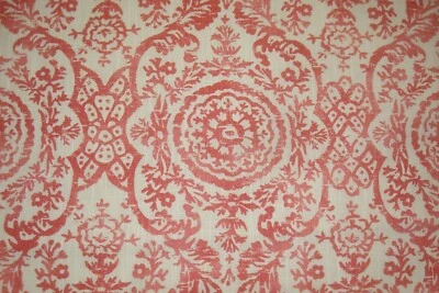 1.6 yds Thibaut Fabric Sansome Red Medallion LINEN Drapery Pillows UK 55" x 58" - Image 1 of 4