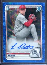 2020 Bowman Chrome Draft Autographs Blue Wave Refractors #LP Levi Prater #97/150