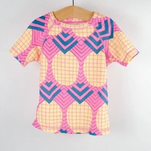 Tea Collection Pineapple Print Short Sleeve Rash Guard Pink Yellow Toddler Sz 4 - Picture 1 of 6