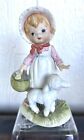 Lefton Hand Painted Porcelain Girl "mary Had Little Lamb" # 02891