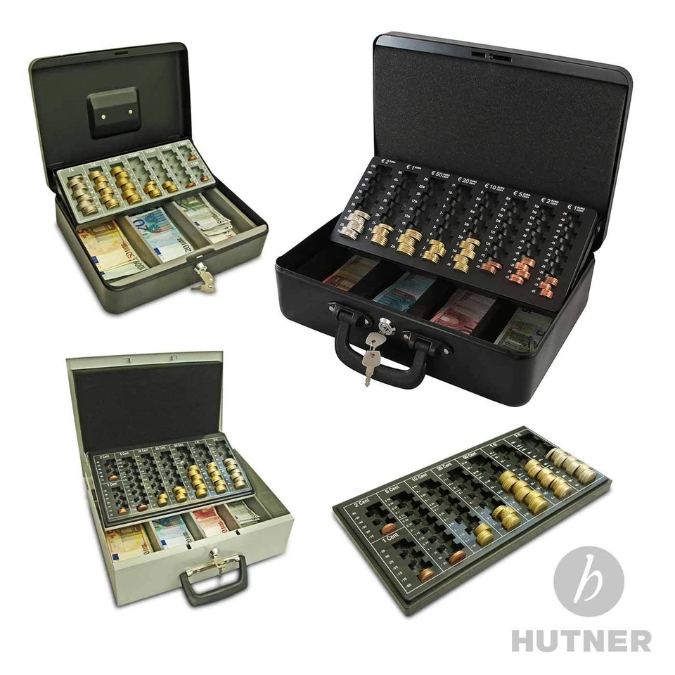 HUTNER PROFI Qualität Geldkassette mit Zählbrett Geldzählkassette Geldkasse Ladenkasse