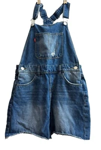 Levi’s Shortall size 12 Girls Denim Jeans Blue Overall Shorts - Picture 1 of 10