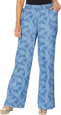 Pantalón DG2 Diane Gilman SoftCell Denim Pierna Ancha Tono Medio Palma L Nuevo sin Etiquetas (201) Foto 1 de 4