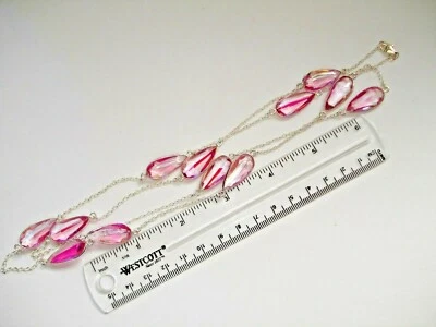 Collar Estación Plata 12 Gemas Topacio Místico Arco Iris Rosa Único AB 28-36  Foto 1 de 2