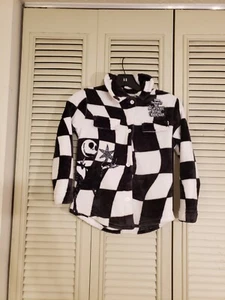 Kids Disney Nightmare Before Christmas Long Sleeve Button Up Medium Fleece Shirt - Picture 1 of 5