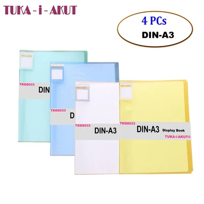 TUKA-I-AKUT 4er A3 Sichtbuch PP 40 Hülle - Sichtcover Präsentationsmappe - 4 Farben TKD8033