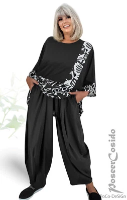 POCO-DESIGN BY POSEERCOSIDO LAGENLOOK Ballon-Hose Punta Jersey schwarz 46 48 50 52 54 56 58 XL-XXL-XXXL