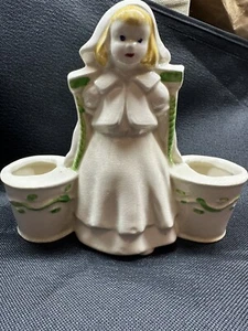 VTG Lovely Art Deco Dutch Milk Maid Figurine Planter  w/Age Luster  Crazing - Picture 1 of 18