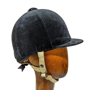 Design Headwear Black Velvet Showing Hat Flesh Leather Harness Sizes 53 & 55cms - Picture 1 of 2
