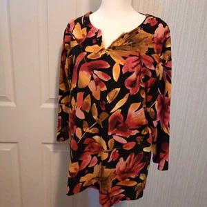 Alfred Dunner Women's V-Neck Top Size M Multicolor 3/4 Sleeve Jeweled Casual GUC - Picture 1 of 14
