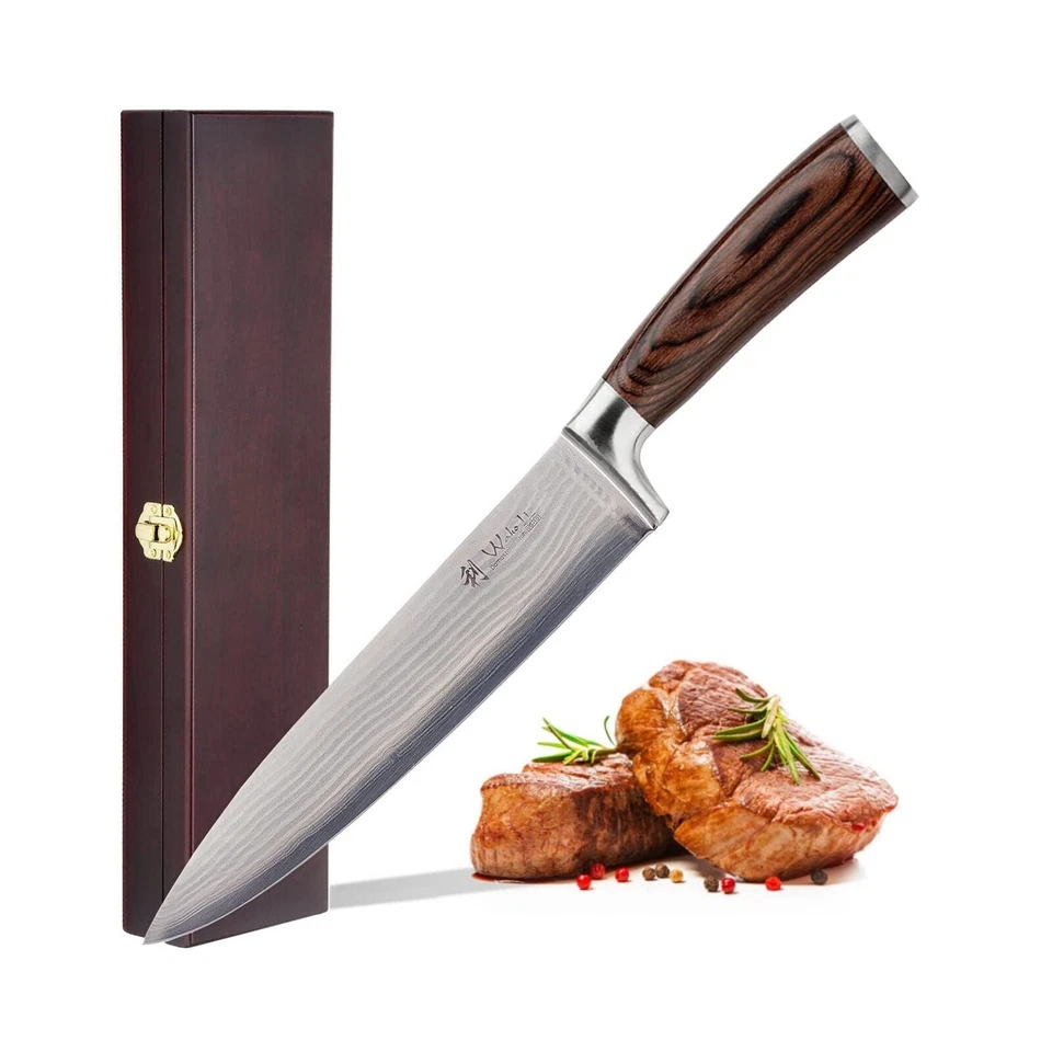 Wakoli EDIB Serie Damast Chefmesser mit Pakkaholzgriff (1DMCHEEDB)