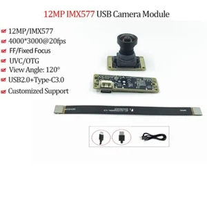 4K 12MP IMX577 USB3.0 Camera Module 120° FF Fixed Focus OTG UVC Webcam FPC cable - Afbeelding 1 van 11