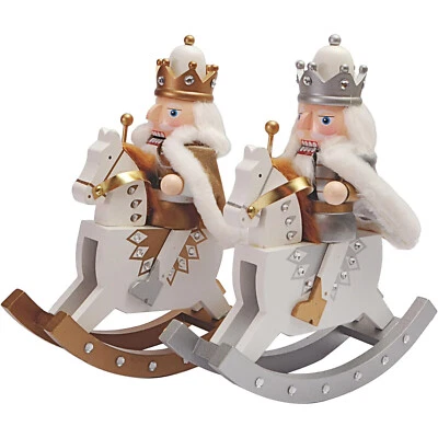 Schiaccianoci Natale Soldatino Re a Cavallo Con Mantello 28 cm Legno e Tessuto - Immagine 1 di 4