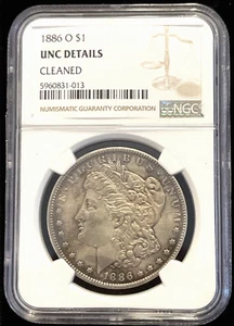 1886-O $1 Morgan Silver Dollar NGC UNC Details Cleaned Nice Strike Uncirculated - Picture 1 of 11