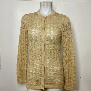 Vintage 70s Fai Tan Open Crochet Cardigan - Picture 1 of 4