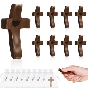 9 PIEZAS Cross My Heart, regalo de aliento, cruz de bolsillo de madera, madera de mano... - Imagen 1 de 7