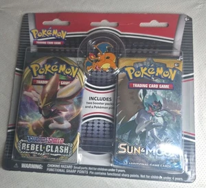 Pokemon 2 Pack Booster Blister Rebel Clash Sun Moon Pack Charizard Pin - Sealed - Picture 1 of 2