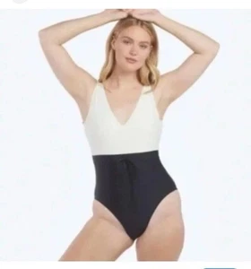 Summersalt Black White Color block One Piece Swimsuit Modest Cruise Beach 16 NWT - Picture 1 of 14