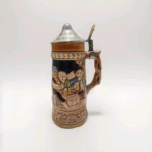 BEER STEIN MUSIC BOX, METAL LID, 9.5" TALL, Made In Japan Vintage - Picture 1 of 7