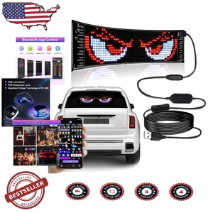 Programmable LED Car Sign 15"x4" Bluetooth APP DIY Text Patterns Animations Red - Picture 1 of 8