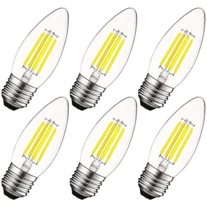 Luxrite E26 LED Candle Bulbs 60W Equivalent 5000K 550lm Dimmable 6-Pack - Picture 1 of 7