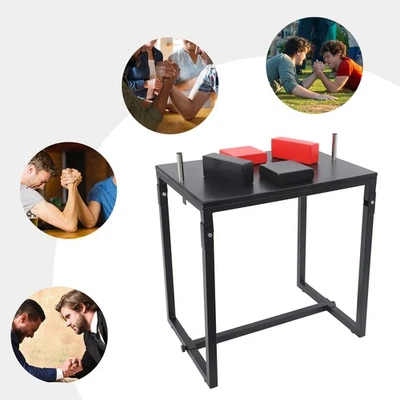 Foldable Arm Wrestling Table, w/ 2*Elbow+2*Forearm Pads, Bar Game Table, Black - Image 1 of 4