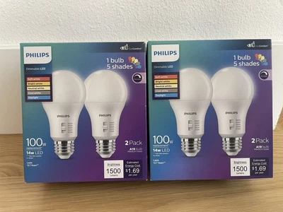 Philips 100W Equivalent 5 CCT A19 Medium Dimmable LED Light Bulb 4-Pack 586883 - Image 1 of 4